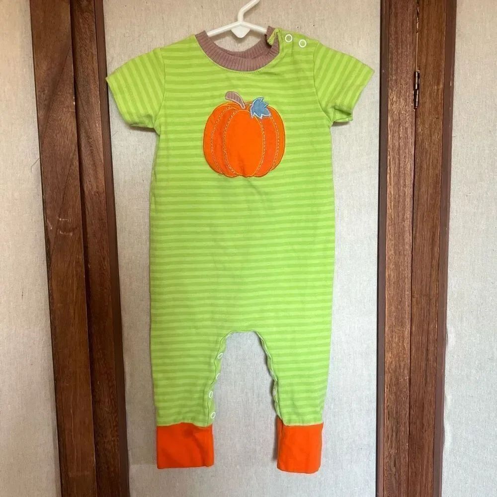 Ricrac & Ruffles Striped Pumpkin One-Piece